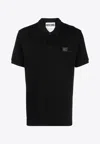 Moschino Logo-patch Cotton Polo Shirt In Black