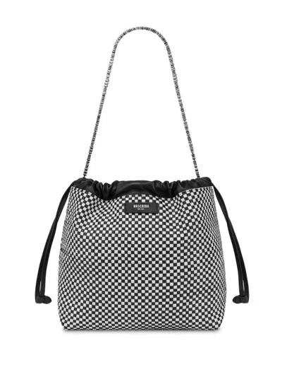 Moschino Logo-patch Shoulder Bag In Black