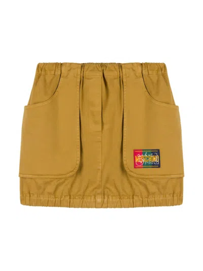 Moschino Kids' Logo-patch Skirt In Brown
