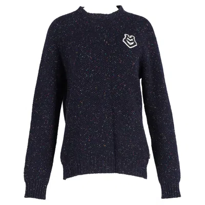 Moschino Logo Patch Sweater In Navy Blue Wool