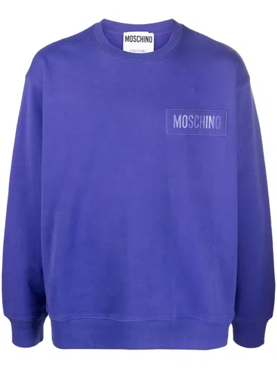 Moschino Couture Sweatshirt With Logo Patch In Blue