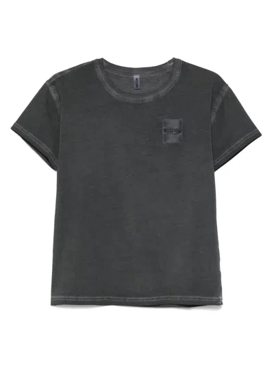 Moschino Logo-patch T-shirt In Grey