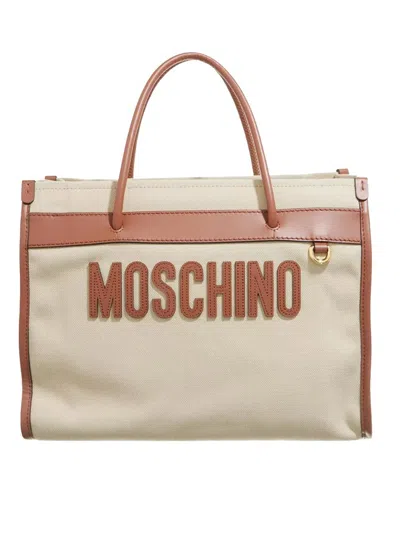 Moschino Logo Patch Tote Bag In Burgundy