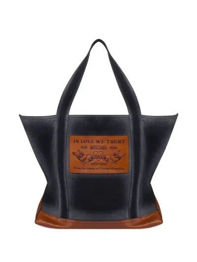 Moschino Tote Bag Mit Logo-patch In Black
