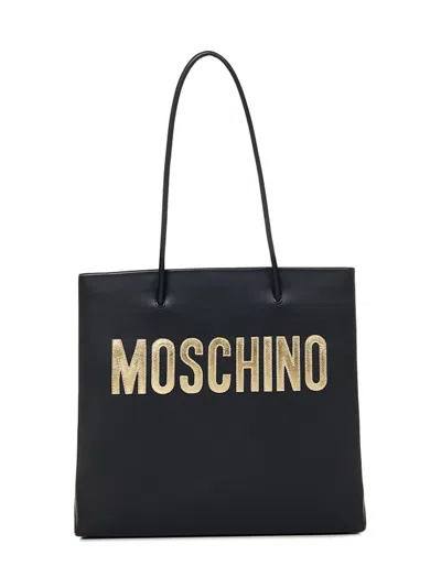Moschino Logo Patch Tote Bag In Black