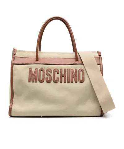 Moschino Logo-lettering Tote Bag In Nude