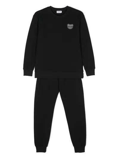 Moschino Kids' Logo-patch Tracksuit In Black