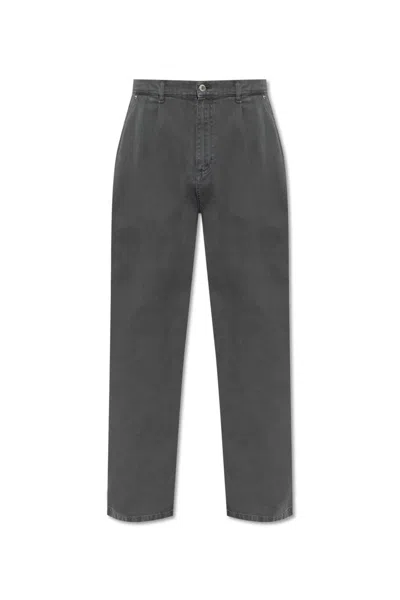 Moschino Logo Patch Wide-leg Pants In Grey