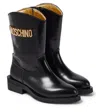 Moschino Logo Round-toe Rain Boots In Multicoloured