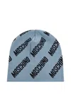 Moschino Logo-pattern Beanie In Blue