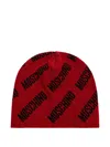 Moschino Logo-pattern Beanie In Red