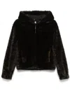 Moschino Faux Fur Hooded Coat With Side Pockets In Brown