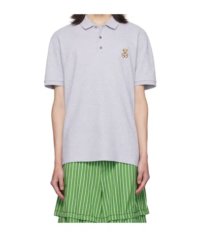 Moschino Logo Pattern Patch Polo Shirt In White