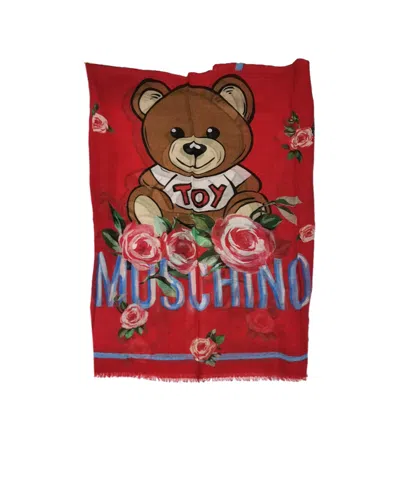 Moschino Logo Pattern Scarf In Red