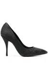 Moschino Logo-pattern Stiletto Pumps In Black
