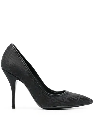 Moschino Logo-pattern Stiletto Pumps In Black