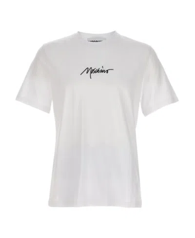 Moschino Logo Pattern T-shirt In White