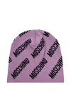 Moschino Logo-pattern Wool Beanie In Neutral