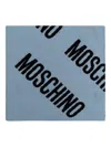 Moschino Logo-pattern Wool Scarf In Blue