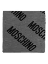 Moschino Logo-pattern Wool Scarf In Gray