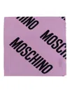 Moschino Logo-pattern Wool Scarf In Purple