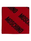 Moschino Logo-pattern Wool Scarf In Red