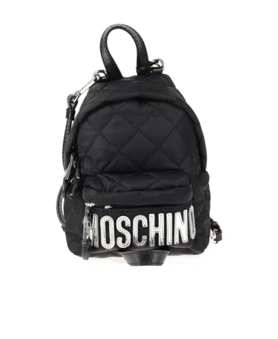 Moschino Logo Plaid Backpack In Black