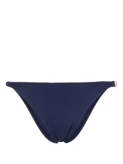 Moschino Logo-plaque Bikini Bottoms In Blue