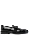 MOSCHINO LOGO PLAQUE BOW-DETAIL LOAFERS