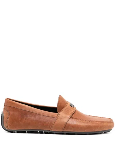Moschino Logo-plaque Detail Loafers In Brown