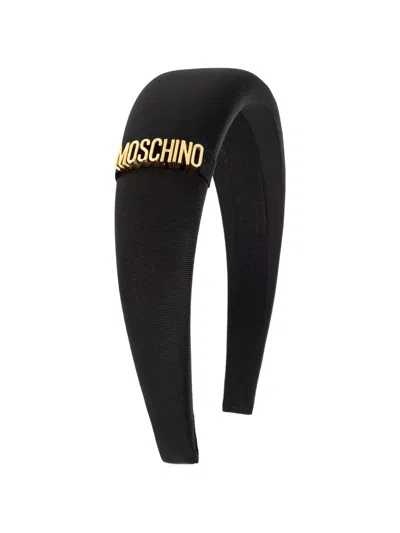Moschino Logo-plaque Hair Headband In Black