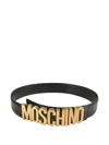 Moschino Logo-plaque Leather Belt In Black