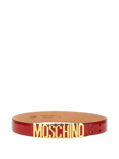 MOSCHINO LOGO-PLAQUE LEATHER BELT