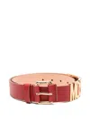 Moschino Logo-plaque Leather Belt In Red