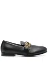 Moschino Logo-plaque Leather Loafers In Black