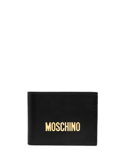 MOSCHINO LOGO-PLAQUE LEATHER WALLET