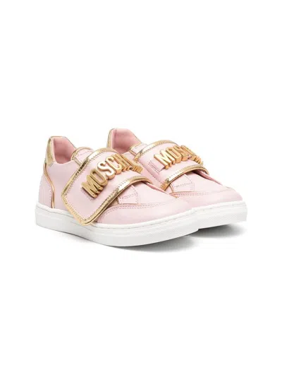 Moschino Kids' Logo-plaque Low-top Sneakers In Pink