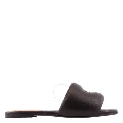 Moschino Logo-plaque Leather Slides In Black