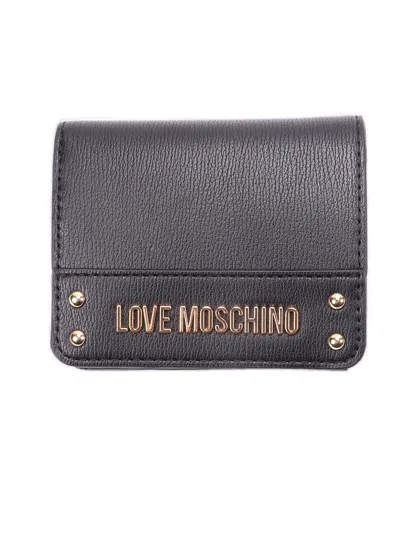 Moschino Logo-plaque Press-stud Fastened Bi-fold Wallet In Nero