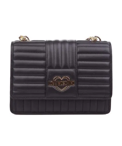 Moschino Logo Plaque Quilted Crossbody Bag