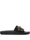 Moschino Logo-plaque Slides In Black