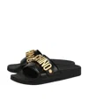 Moschino Pvc Sandal Slide With Lettering Logo In Black