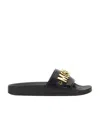 Moschino Pvc Sandal Slide With Lettering Logo In Black