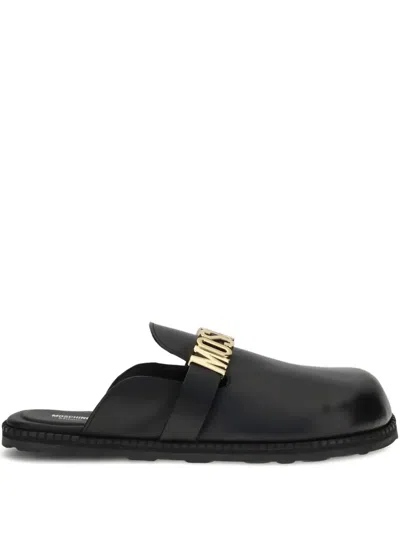 Moschino Logo-plaque Slip-on Mules In Black