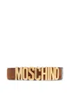 Moschino Logo-plaque Suede Belt In Brown