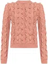 Moschino Ruffled Texture Wool Blend Sweater In Pink