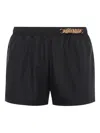 Moschino Logo-plaque Swim Shorts In Black