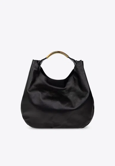 Moschino Metal-handle Tote Bag In Black