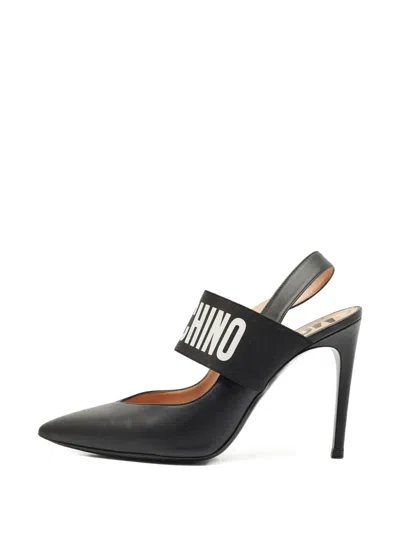 Pre-owned Moschino Logo Pointed Pumps In Black
