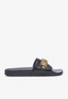 Moschino Logo Pool Slides In Black